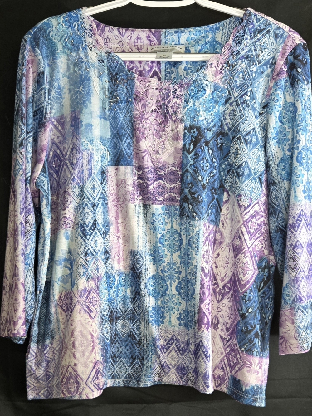 Alfred Dunner Women’s Blue & Purple Patterned Long Sleeve Top #580
